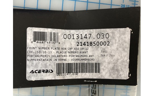 '09-'12 CRF WHITE FRONT PLATE